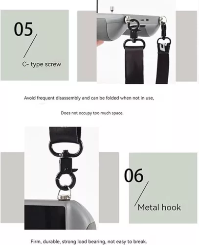 Genric Generic Lanyard Neck Strap Compatible with DJI RC/RC PRO/RC 2, Universal Buckle Strap for Mini 4 Pro/Mini 3 Pro/Mavic 3 Pro/Air 2S/Air 3 Screen Remote Controller Drone Accessories, 76-140cm, Black,, (4910843434343)