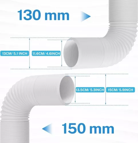 merkloos 150mm - 1.5m Length for Air Conditioning Duct - PP Flexible Duct Pipe - Heat Resistant - Compatible with Portable ACs (8785299880411)