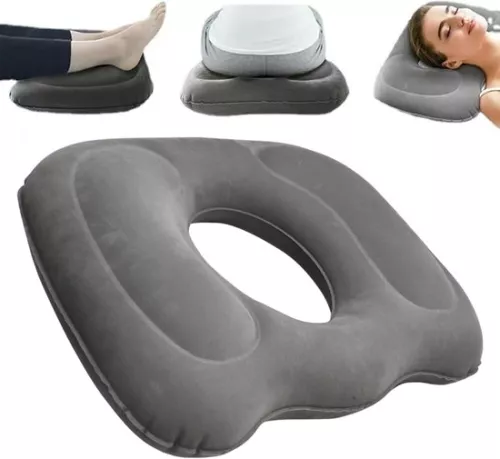 merkloos Inflatable donut cushion 45x40 cm - with holes 13x15 cm - Pain relieving seat cushion - for home and office (6116399428081)