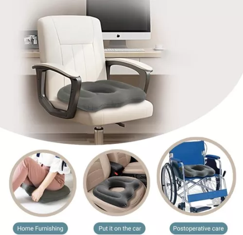 merkloos Inflatable donut cushion 45x40 cm - with holes 13x15 cm - Pain relieving seat cushion - for home and office (6116399428081)