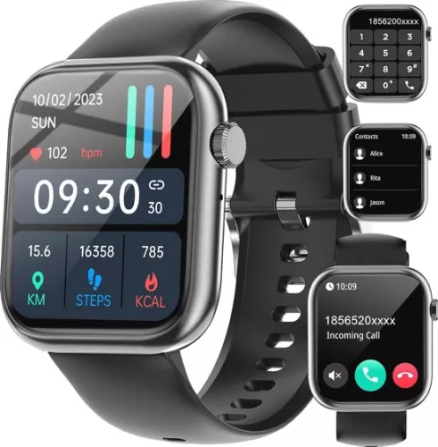 Smartwatch for men and women with Bluetooth, 1.83 inch HD, 110+ sports modes, sleep monitor, SpO2, heart rate monitor, IP68, fitness watch for iOS and Android