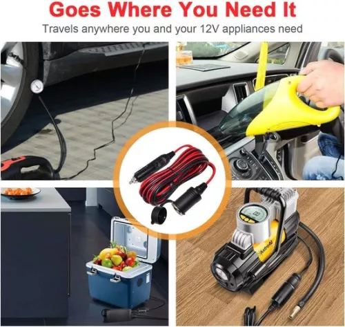 merkloos Cigarette Lighter Extension Cable - 3m Waterproof - 20 AWG - 15A Fuse - 12V/24V - DC Adapter for Boat Motorcycle (8785305910729)