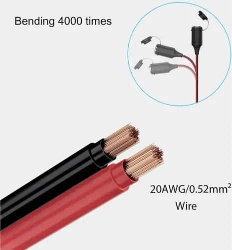 merkloos Cigarette Lighter Extension Cable - 3m Waterproof - 20 AWG - 15A Fuse - 12V/24V - DC Adapter for Boat Motorcycle (8785305910729)
