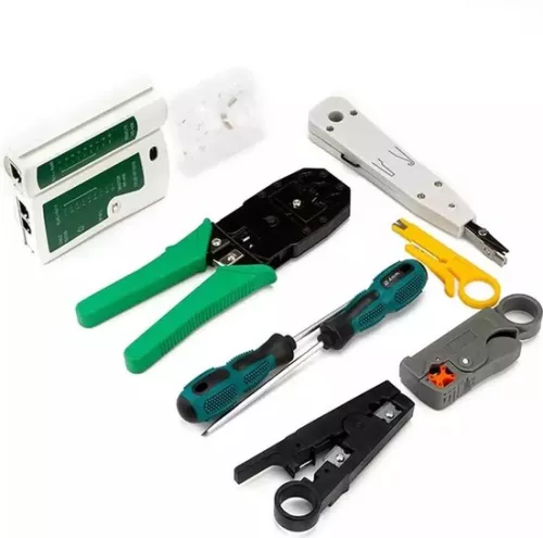 merkloos PREMIUM LAN Network Tester Set - Including Case - RJ45 / RJ12 / RJ11 / CAT5 / CAT5e / Cat6 / UTP / LAN - Cable Tester with Crimping Pliers & LSA Pliers (8720514720066)