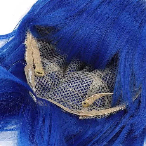 merkloos Short Fluffy Blue Anime Cosplay Party Costume Synthetic Hair Wig . (6151923685653)