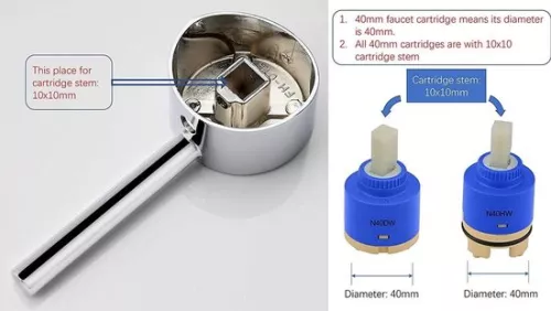 merkloos Single handle faucet handle set 25mm/35mm/40mm cartridge - universal metal replacement handle - knob and adjusting screw - polished chrome (8785309523208)