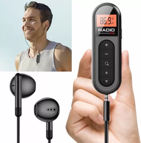 Portable FM Radio Receiver with Backlight and LCD Display - Mini Pocket Radio for Sports and Tourism