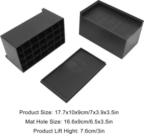 merkloos Furniture Raiser Feet - Rectangular Leg Mat - Elevated Rubber Bed Foot - Cabinet Foot Pads - Black - 3 Inch - Pack of 4 - Room Furniture - Sofa Lifts (8785301426507)