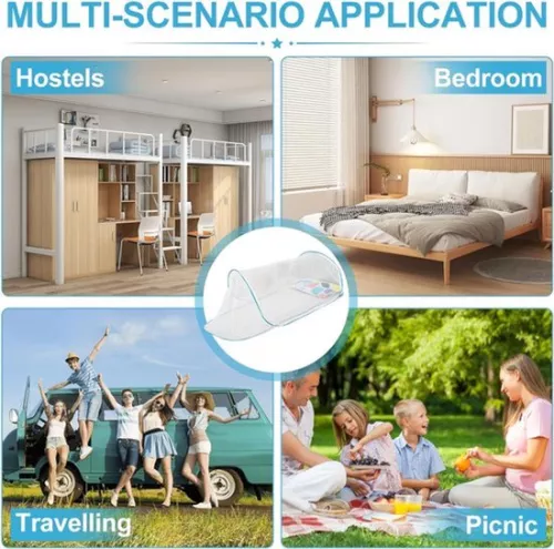 merkloos Mosquito Net Bed - Foldable Mosquito Net - L200x H56x W80cm - Pop-Up Mosquito Net Bed - Mosquito Net Tent - Mosquito Net - Cupola - Mosquito Net - Bed Tent Pop-Up - Anti-Mosquito, No Installation Required - Suitable for Camping, Backyard, Folding Travel T (8410900083584)