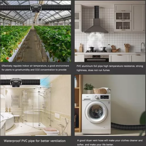 merkloos 125 mm flexible aluminum tube - PVC exhaust hose - flexible air ducts - black aluminum tube - max. length 5 m - for extractor hoods - mobile air conditioners - hydroponics - tube fans (8785299880442)