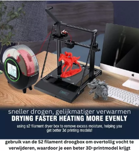 Jacer SUNLU S2 FDM 3D Printer Filament Dryer, Fast and Even Drying, Built-in Fan, 360° Heating, 4.6-inch Touchscreen, Filament Dryer (8721098680647)