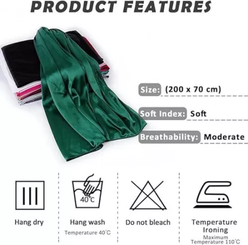 merkloos Shawl - Thin Wrap Scarf - 1 Piece - Stole - Neck Scarf - Fashion Scarf - Women's Scarf - Soft & Skin-Friendly - Long Satin Shawl Scarf - Shawls for Evening Dresses - Emerald Green - 200*70CM (8410900082570)