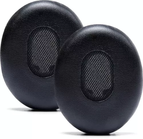 merkloos Replacement Ear Cushions for Bose QuietComfort 3 - Durable Leather - Softer Memory Foam - Extra Thick - Compatible with Bose QC3 On-Ear Headphones - Black (8785304875401)