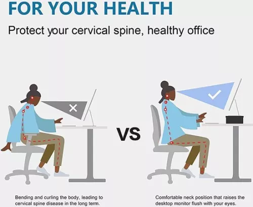 merkloos Monitor Stand Wooden Riser PC Laptop Computer Screen Printer for Desks - 425x235x10cm - Max. Load: 15 kg Black (8785297097330)