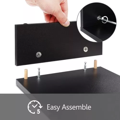 merkloos Monitor Stand Wooden Riser PC Laptop Computer Screen Printer for Desks - 425x235x10cm - Max. Load: 15 kg Black (8785297097330)