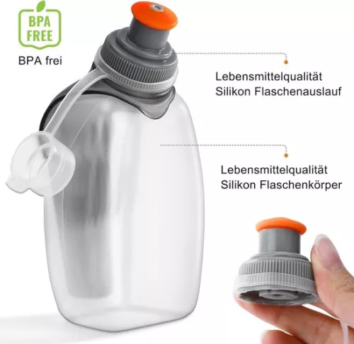merkloos Small sports water bottle for jogging and running - BPA-free and leak-proof with back clip (250 ml) (6152128717712)