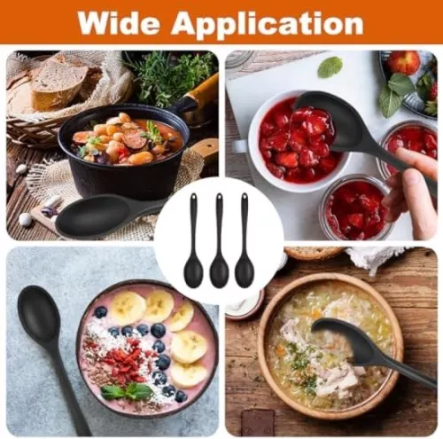 Sans marque Silicone Cooking Spoons Set - 3 Pieces - Non-Stick - 27 cm - Kitchen Stirring Spoon (6151030498436)