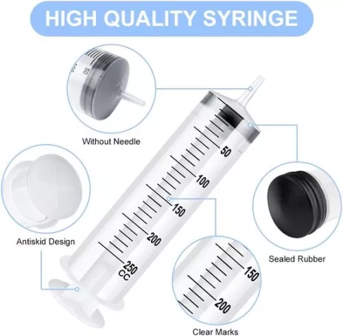 merkloos Liquid Collection Container Plastic Syringes 250 ml Syringe Without Needle Liquid Measuring Syringe With Transparent Catheter Scientific Laboratory Experiment - Refilling Measuring Liquids (No Needle) Liquid Collection Container (9504244831310)