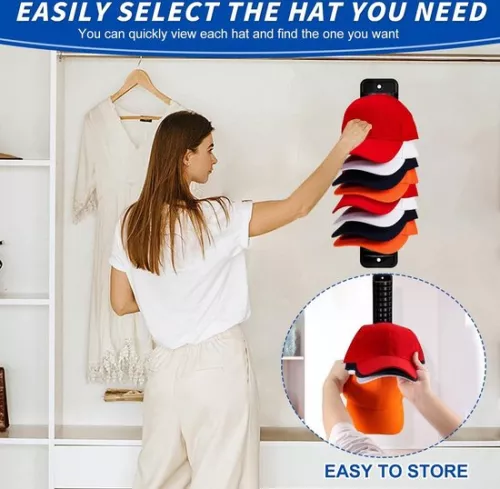 merkloos Wall-mounted hat holder - Self-adhesive hat holder for 16 hats - Black. . (8785308356043)