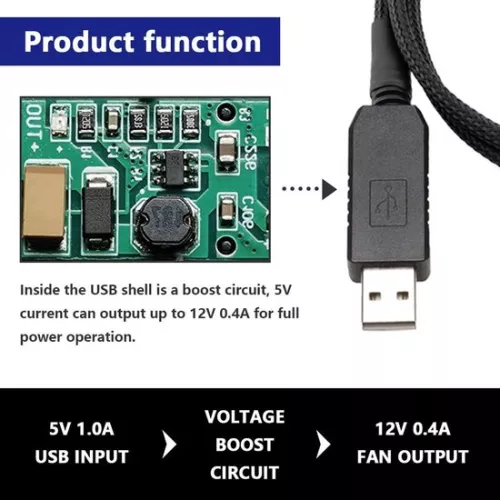 merkloos Connection cable fan PC 12 V step-up USB plug to 4-pin male with 3 x 3-pin connection and power supply 12 inch (55 cm) (9501155992192)