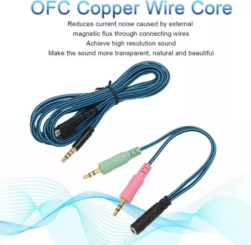 merkloos Replacement Headphone Audio Cable with Y-adapter Cable - Headphone Aux Cable for Steelseries Arctis 3/5/7/Pro . (6152349734796)