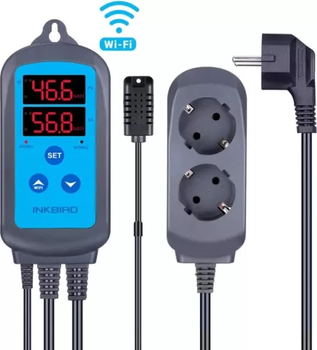 merkloos IHC-200 Wi-Fi Humidity Controller with Smart App Control, Dual Digital Display and Hygrometer Connection (6152824250230)