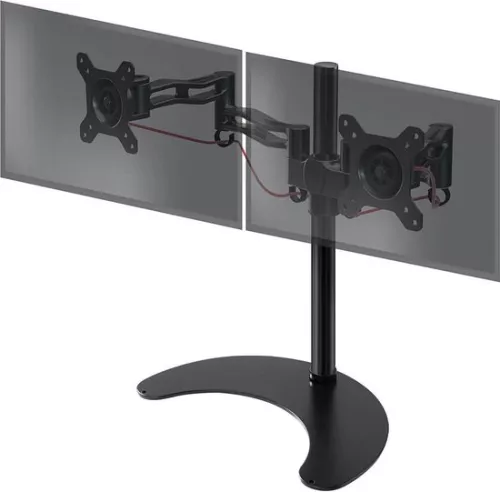 merkloos Dual Freestanding PC Monitor Mount - Adjustable Height - Arm for 2 13”-27” LED LCD Screens - Freestanding Computer Display Stand (8721085200674)