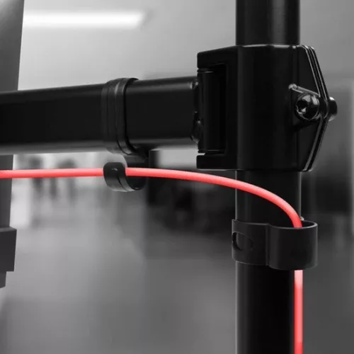 merkloos Dual Freestanding PC Monitor Mount - Adjustable Height - Arm for 2 13”-27” LED LCD Screens - Freestanding Computer Display Stand (8721085200674)