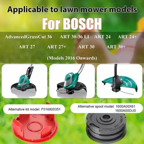 merkloos Grass trimmer line spool for Bosch ART 36-36 LI-ART24-24+ART 27-27+ART 30-30+ F016800351 (6 line spools-2 spool covers) (6152322392357)