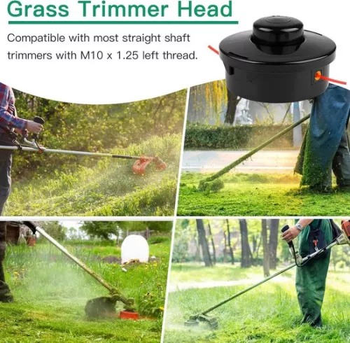 merkloos Universal Grass Trimmer Head M10 x 1.25 LHF Petrol Trimmer Spool Head Replacement with 1.6mm X 30m Round Grass Strimmer Line Wire (6151902965950)