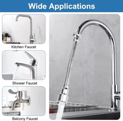 merkloos Allecto Plus - Flexible Universal Faucet Extender 20 cm for Kitchen Faucet - Rotatable - Sink Extension - Bathroom and Toilet - 360° rotatable (8785328357341)