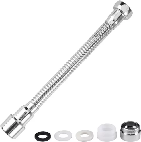 Allecto Plus - Flexible Universal Faucet Extender 20 cm for Kitchen Faucet - Rotatable - Sink Extension - Bathroom and Toilet - 360° rotatable