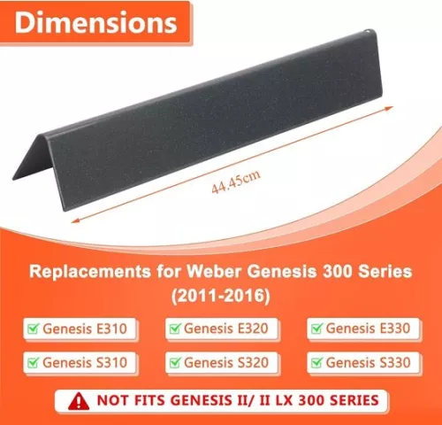 merkloos Flavorizer Bars 445cm 7621 for Weber Genesis 300 E310 S310 E320 S320 E330 EP310 Gas Grill - Porcelain Steel Flame Spreader (8785299735520)