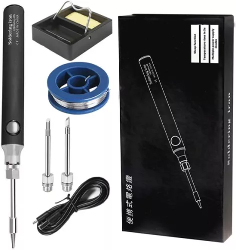 Cordless Soldering Iron Set with Adjustable Temperature and Accessories