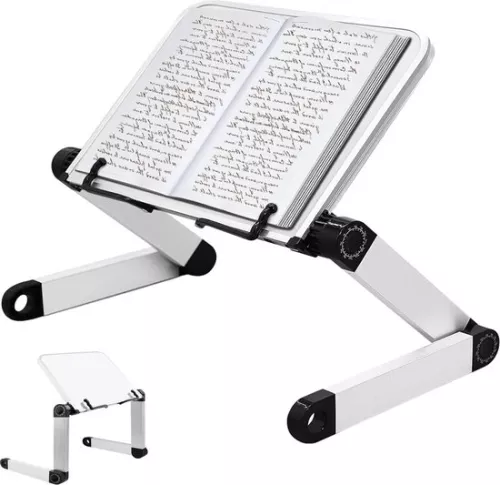 Height adjustable book stand - durable aluminum arms - book holder reading stand - Hardcover recipes - Laptop iPad stand