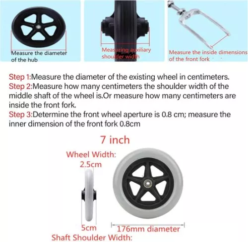 merkloos 7 inch wheelchair castor wheels - non-slip rubber wheels - rollator wheel replacement - wheelchair accessories . (8785309323303)