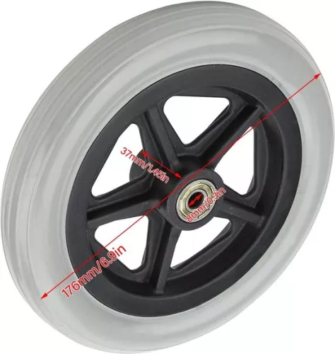 merkloos 7 inch wheelchair castor wheels - non-slip rubber wheels - rollator wheel replacement - wheelchair accessories . (8785309323303)