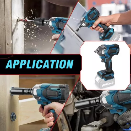 Cordless impact wrench 18V compatible with Makita - 700 Nm 1/2 inch brushless - cordless wrench with sockets - cordless screwdriver set