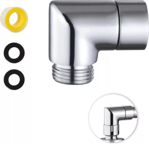 Angle for hand shower adapter - 90 degrees - solid brass - shower hose adapter - shower arm connection - washers .