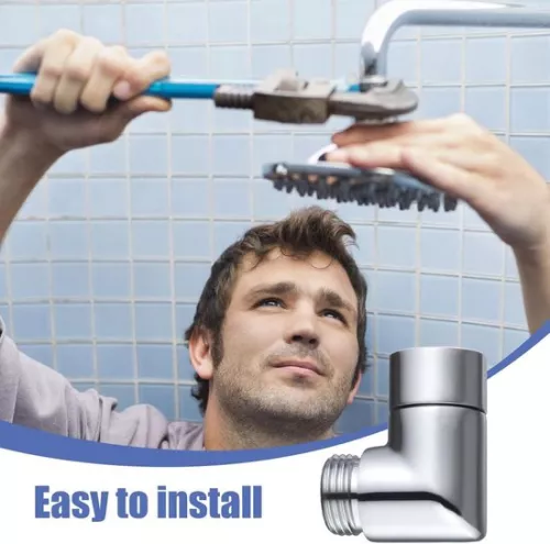 merkloos Angle for hand shower adapter - 90 degrees - solid brass - shower hose adapter - shower arm connection - washers . (8785309281054)