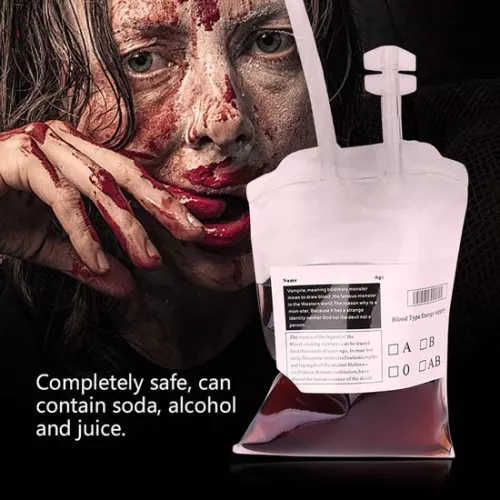 merkloos Blood Potion Drink Bags Reusable Juice Purée Pouch for Halloween Party - Energy Drink Container - Cosplay Party Event . (8785309133933)
