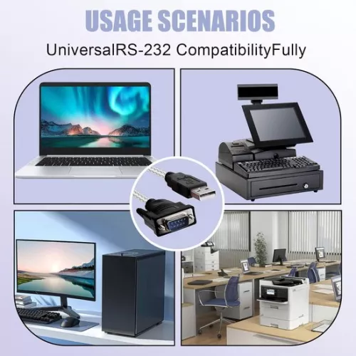 merkloos USB to RS232 Serial DB9 Adapter Cable Compatible with Windows 11/10/8.1 8/7/VISTA/XP Mac OS X 10.6 and Later (8785325020828)