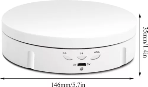merkloos 360 Degree Electric Turntable for Product Display and Jewelry Display - Professional Photography Platform, Up to 100 kg, White/Black (6152532614690)