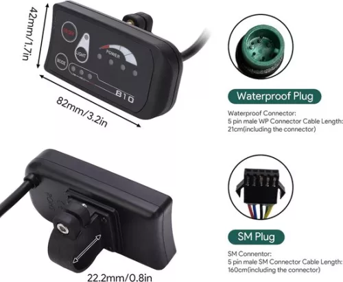 merkloos Controller Display E-bike 36V 48V Electric Bicycle - Intelligent Control Panel LED Display Meter - DIY Accessories for Electric Bicycle Scooter (9501736366374)