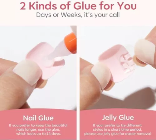 merkloos 24 Pieces Glossy Press-On Short French Square Toenails with Full Coverage - False Toenails for Women (12 Sizes) (6154524519549)