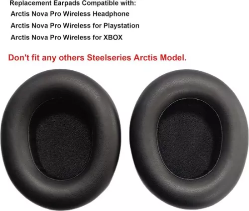 merkloos Softer Leather Ear Cushions Replacement for SteelSeries Arctis Nova Pro Wireless Headphones - Black (8785306036305)