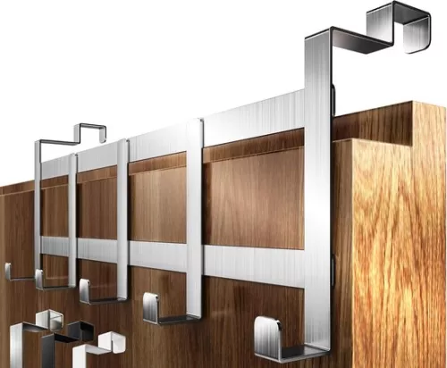 Door coat rack for hanging - stainless steel - door coat rack for the back of the door - anti-slip and felt pads - space-saving door hooks as clothes hooks - indoor