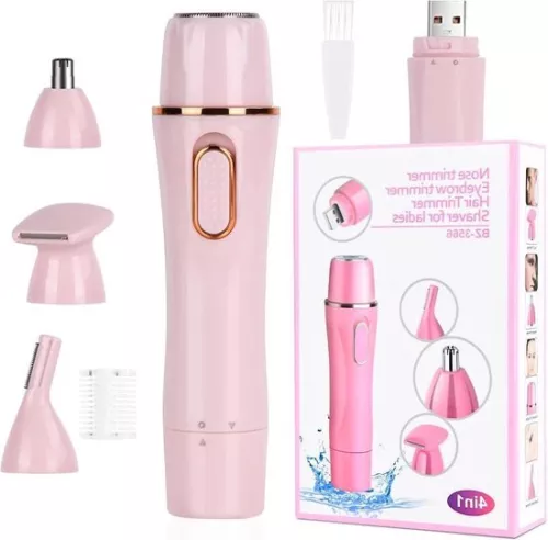 4-in-1 wet and dry shaver, painless epilator - for women, bikini area, armpits, legs, arms, face - waterproof, USB charging
