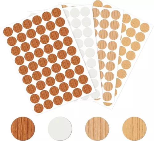 216 pieces self-adhesive screw hole stickers 21mm - cover caps for furniture - screw caps - wood - wardrobe - cabinets - 4 colors .