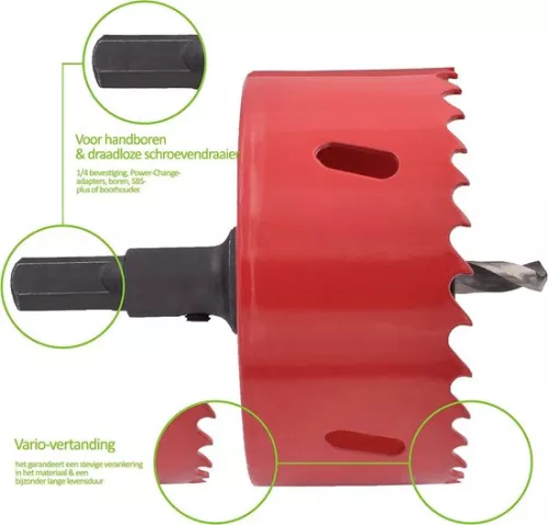 merkloos 155mm Universal HSS Bimetal Hole Saw - Hole Cutter for Aluminum, Wood, Cast Iron - With 1/4 Thread (8785301527990)